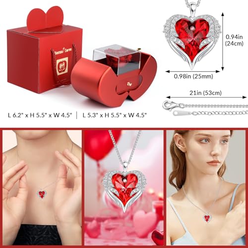 Suturun Preserved Real Rose,Eternal Flower Rose with Heart Necklace,Preserved Flowers Rose Gifts for Women,Girlfriend,Mom,...