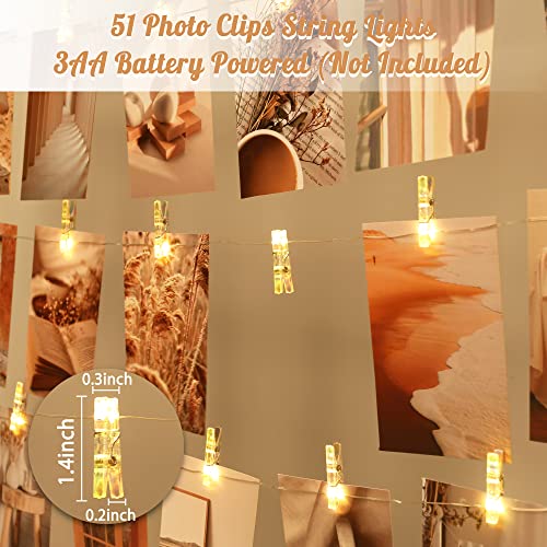LUSHARBOR Photo Clips String Light,17FT Fairy Lights with 51 Clips, Battery Operated String Lights with Clips for Picture...
