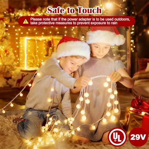 33FT 100LED Christmas Lights Indoor, Globe String Lights for Bedroom 8 Modes with Remote, Outdoor Hanging Fairy Lights for...