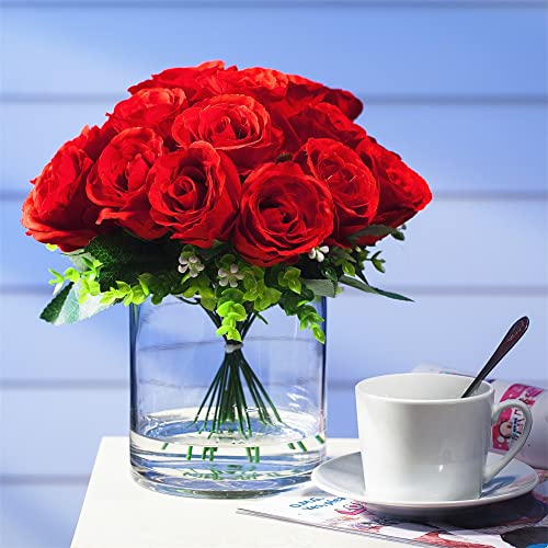 Enova Floral Clear Glass Cylinder Vase 6 x 8 Inches, Clear Flower Vases, Pillar Candle Hurricane Floating Candle Holder Va...