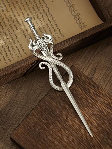 HAQUL Baphomet Head Hairpin, Viking Jewelry Clip Minimalist, Celtic Knot Hair Accessories for Women