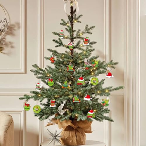 36pcs Christmas Tree Decorations - Wood Christmas Tree Hanging Ornament Holiday Xmas Ornaments Christmas Decorations Decor...