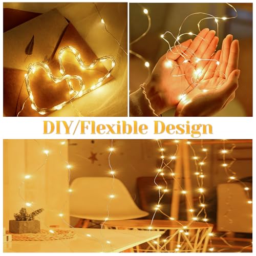 Flechllary 2Pack-400LED 134FT Fairy Lights Battery Operated with Remote，Waterproof String Lights for Indoor & Outdoor,8 Mo...