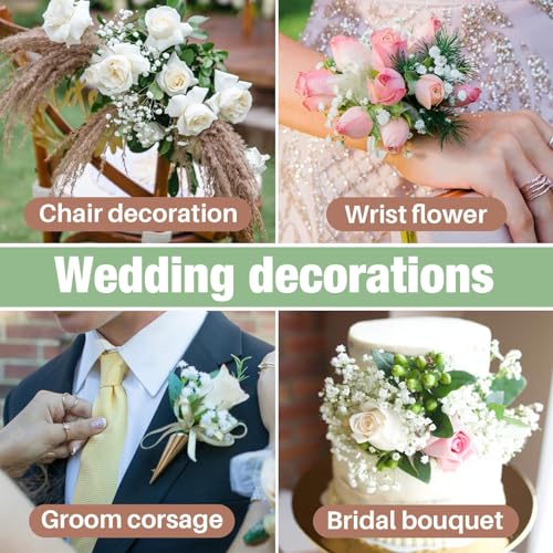 MAQIHAN 30 Baby Breath Artificial Flowers - 7.6" Babies Breath Flowers Artificial Faux Flowers Bouquet White Fores Greener...