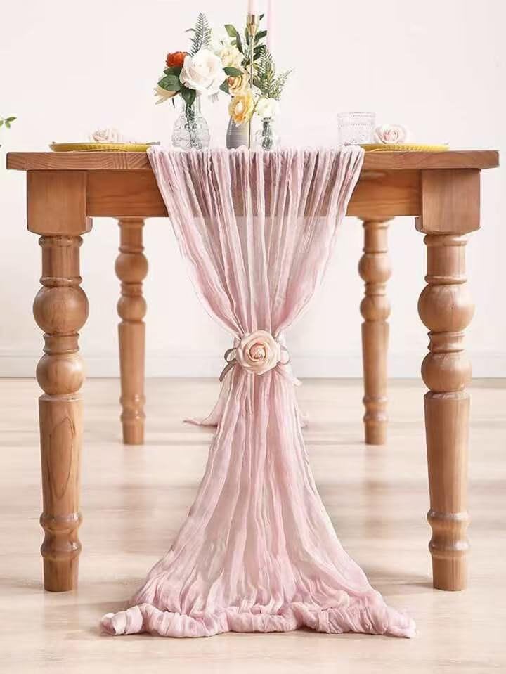 12Pack Light Pink Table Runner 10Ft Cheesecloth Table Runner Boho Gauze Table Runners Long Cheese Cloth Table Runners for ...