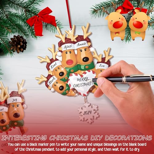 Personalized Heart Reindeer Christmas Ornaments 2025 - Custom Resin Elk Deer Ornament for Christmas Tree, DIY Family Name ...