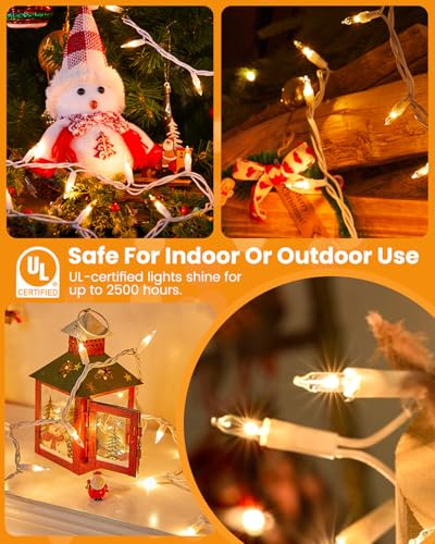 Minetom Clear Christmas Lights Set 100 Count 25 Feet Incandescent Bulb Mini String Lights for Indoor Christmas Tree Garlan...