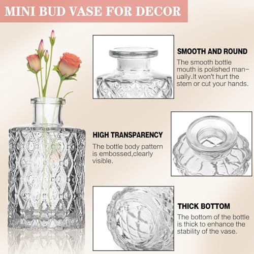 Sawoake Mini Bud Vases Set of 32 As Wedding Centerpieces for Tables,Clear Bud Vases for Flowers,Small Flower Vases Suitabl...