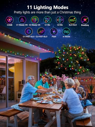 ROSCOO 1000 LED Color Changing Christmas String Lights, 328FT Warm White Multicolor Outdoor Fairy Lights with Remote, Time...