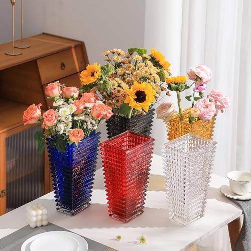 MCMCNCUIU Crystal Vase, Large Crystal Vases for Flowers, Clear Large Flower Vase, Modern Glass Vases for Living Room, Bedr...