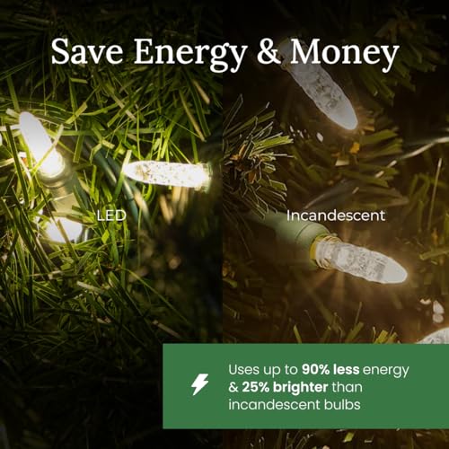 Pro Christmas M5 LED Holiday Lights - 70 Bulbs, 23.3ft - Professional Grade Indoor Outdoor Diamond Cut Sparkle Light Strin...