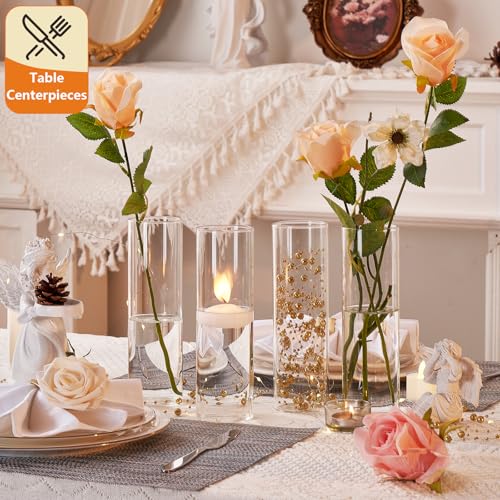 16Pcs Glass Cylinder Bud Vases for Centerpieces,7.7 In Tall Clear Flower Vases in Bulk,Glass Small Vases Floating Candle H...