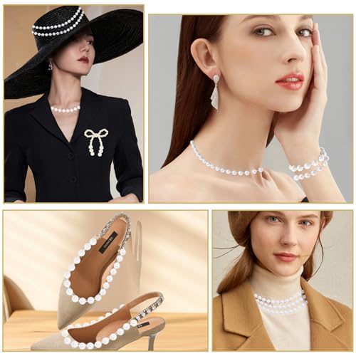 Tiparts Pearls String Beads 33 Feet Crafts Faux Pearl Roll for Christmas Garland Flowers Wedding Party Jewelry Decoration(...