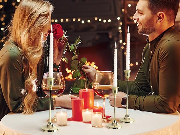 Tunyet Candlestick Holders 6PCS, Metal Taper Candle Holder, Gold Candle Holders for Pillar Candles, Candle Holder for Wedd...