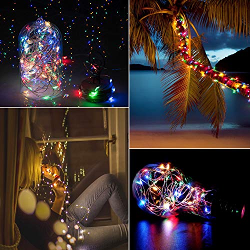 33Ft 100LED Outdoor String Lights, 2 Pack Fairy Lights Battery Operated with Remote, Waterproof Twinkle Lights for Bedroom...