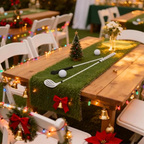 GLOBREEN Artificial Grass Table Runners 48 Inches - Green Faux Grass Turf Table Runner for Golf Football Party Decorations...