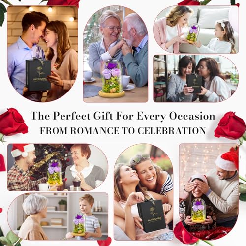 Forever Flowers Preserved Roses Prime Delivery For Women, Glass Dome Light Up Preserved Flowers , Christmas Anniversary Th...