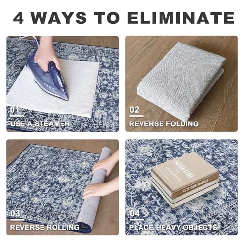 KILOCOCO Hallway Runner 2x6 Rug Runner Printed Vintage Floral Washable Kitchen Runners Non-Slip Rubber Backed Runners for ...