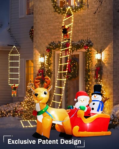Toodour LED Christmas Lights - 10ft Christmas Decorative Ladder Lights with Santa Claus, Xmas Decorations Light for Indoor...