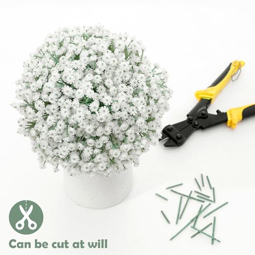 LINSIE 30 PCS 5 Bundles Small White Flowers Artificial Flowers Babys Breath Real Touch Flowers for Wedding Party Home Gard...