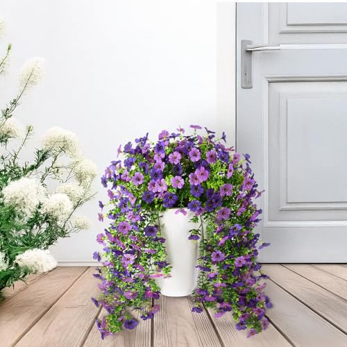 ZFProcess Artificial Hanging Flowers Plants for Outdoor Spring Summer Decoration, 2PCS Faux Silk Daisy UV Resistant Look R...