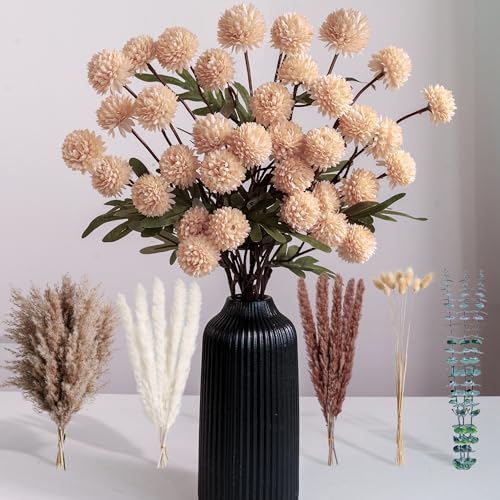 RoseTalk Simulation Flower Decor Luxury Faux Flower Arrangements – Realistic Artificial Flowers with Beige & White Peonie...