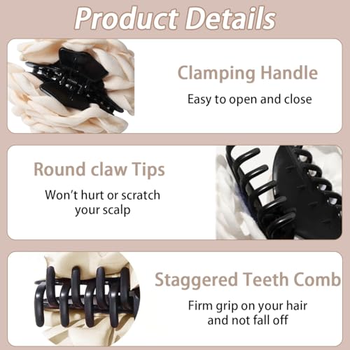 4 PCS Rose Flower Claws Clips Large Hawaiian Rose Hair Clips Floral Hair Clip Roses Hair Claw Hairpin Fabric Silk Hawaiian...