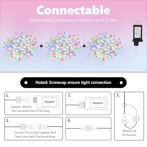 Jyoiat 30FT Christmas Lights - 240 LEDs Water Flowing Multicolor String Lights with 8 Basic Modes + 6 Flowing Modes,Outdoo...