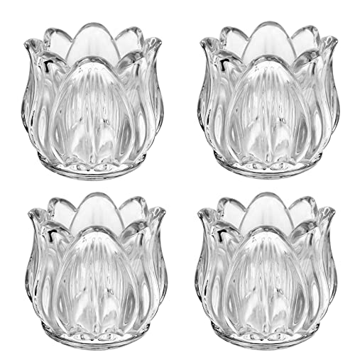 Tulip Shaped Glass Candle Holder Spring Flower Tealight Candle Holder Glass Tea Light Votive Candle Holders Candle Jars fo...