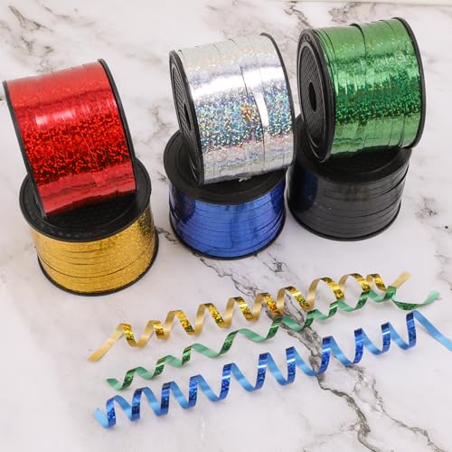 WWTIANFC 100 Yards Curling Ribbon-Balloon 6PCS Ribbon-Balloon String for Art&Craft Decor,Gift Wrapping,Ribbons and Bows fo...