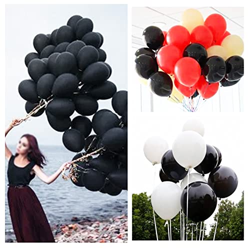 110pcs Black Balloon 12 inch, Black Latex Balloons for Birthday Party Baby Shower Wedding(with 2 Ribbons).