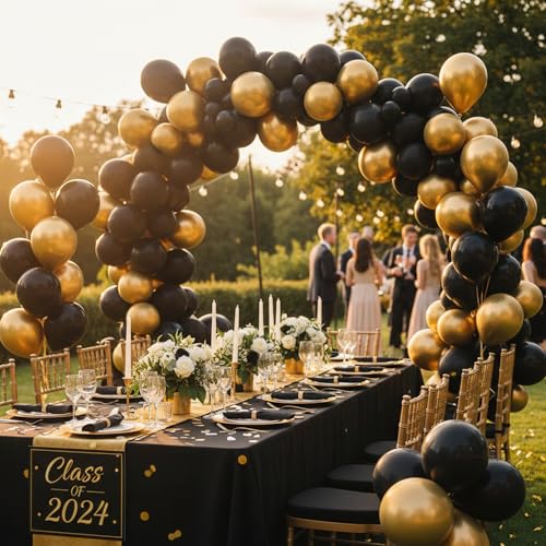 RUBFAC Black Balloons 65pcs, 12 Inch Party Balloon with Ribbons for Black History Month, Birthday, Wedding, Baby Shower, G...