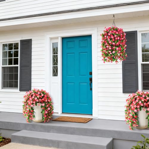 ZFProcess 2 Pack Artificial Hanging Flowers, Fake Flowers Hanging Plant Violet Flower, Artificial Faux Silk Spring Flower ...