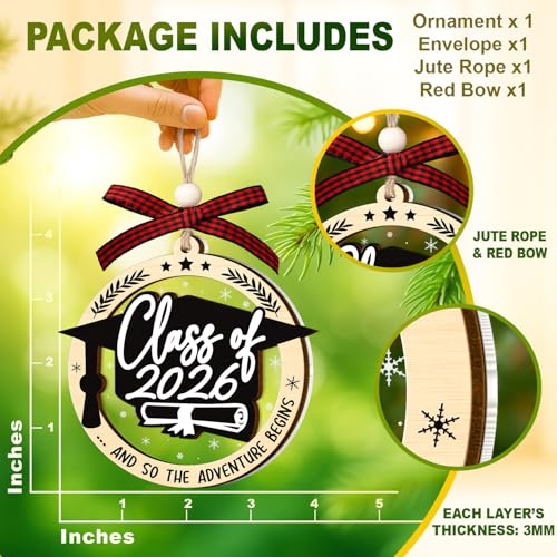 Class of 2026 Christmas Ornaments, and So The Adventure Begins Graduation Ornament, Graduation Gift for High School Colleg...