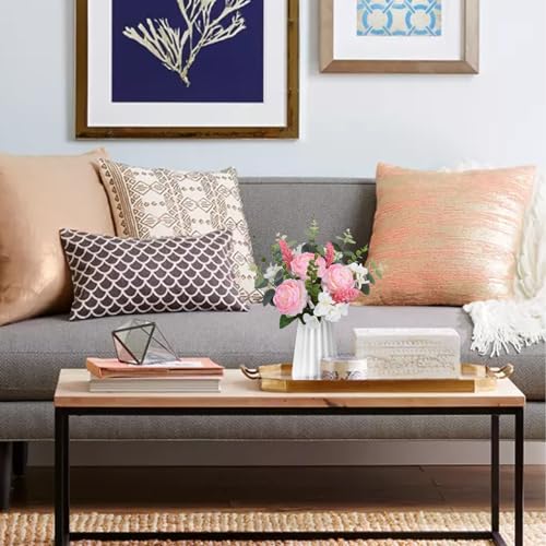 HO2NLE Artificial Silk Flowers Artificial Flowers Bouquets Pink Florals Arrangements Faux Peony Faux Flower Stems for Spri...