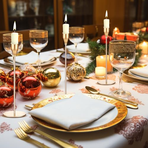 Pink Gold Candle Holders Set of 12 - Candlestick Holders for Taper Candles - Metal Material & Modern Decorative - Fits 3/4...