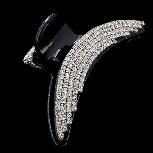 Exquisite Black Acrylic Full Diamond Rhinestones Hair Jaw Clips Hairpin - Women Lady Fancy Bathe Hair Claw Clip for Thick ...