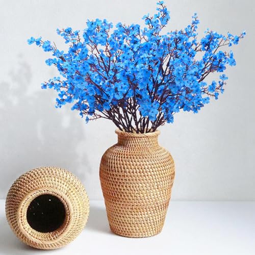 Yastouay Blue Fake Flowers Artificial Flowers, 5 Pcs Real Touch Silk Flowers Faux Artificial Flowers for Decorations, Baby...