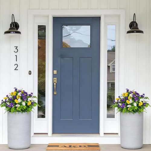 QIANYUN 20” Artificial Daisy Topiary Outdoor Plant, UV Resistant Faux Daisy Flowers, Outdoor Plants for Porch Decorations,...