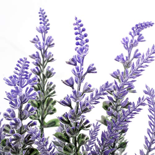 DILATATA Lavender Flowers Artificial Decor in Cement Pot - Faux Plants for Rustic Home, Bathroom, Table Centerpieces, Wedd...