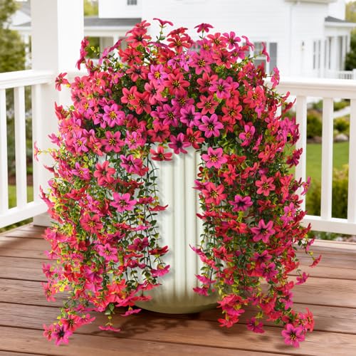 ZFProcess Artificial Hanging Flowers Plants for Outdoor Spring Summer Decoration, 2PCS Faux Silk Daisy UV Resistant Look R...