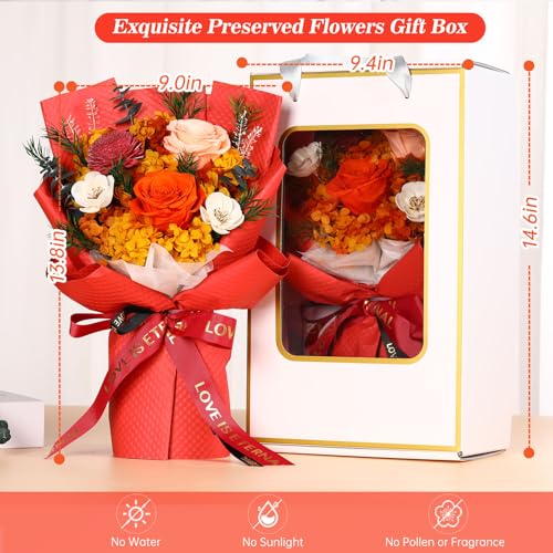 Jtoder Flowers Gifts for Women, Flower for Delivery, Preserved Orange Roses Bouquets, Anniversary Birthday Flowers Gifts f...