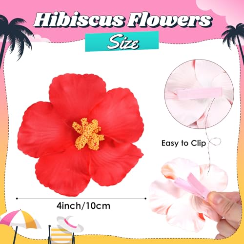 VOBOBE 5pcs Hawaiian Flower Hair Clips for Women, Plumeria Hibiscus Rose 3.5 Inch Artificial Floral Girls Clips Hair Acces...