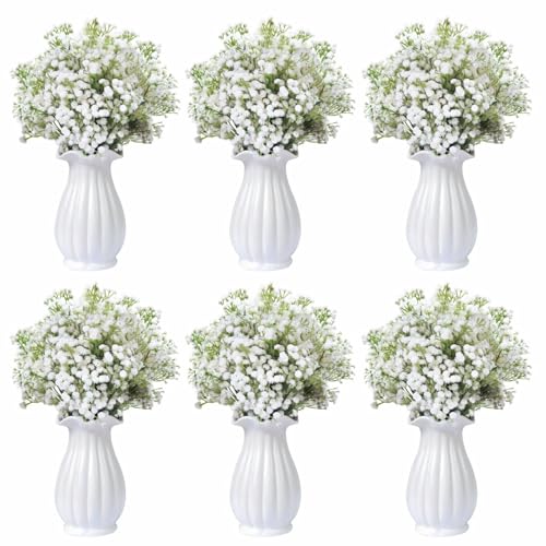Oulores 100PC Baby Breath Artificial Flowers - Babies Breath Flowers Artificial Bulk Faux Flowers Bouquet White Flores Rea...