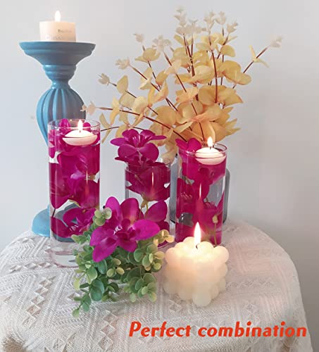 10 Pcs Artificial Flowers for Floating Candles Centerpiece Purple Orchid Faux Flower Vase Fillers for Birthday Wedding Din...