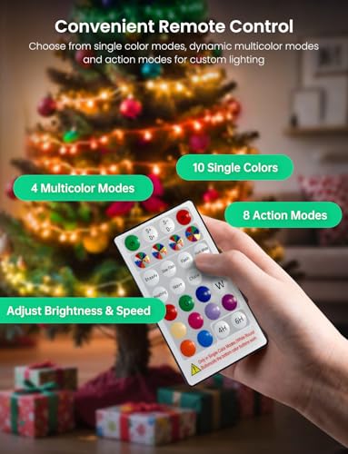 LED Fairy Lights, 16Ft 200 LED USB Powered, Multicolor Firecracker Cluster String Lights with Remote and Timer, Waterproof...