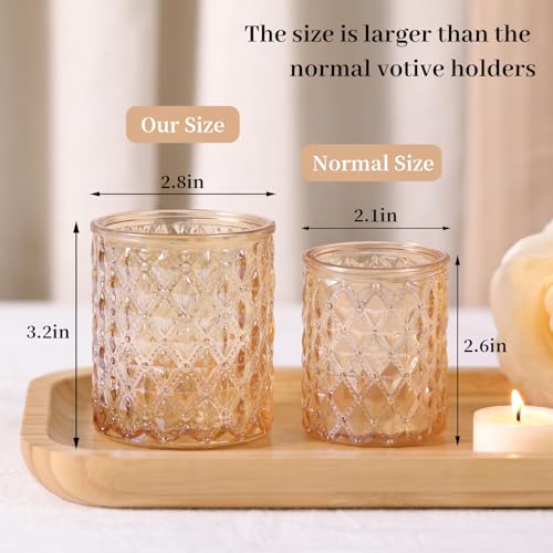 8Pcs Large Votive Candle Holders Gold Tea Light Candle Holders Glass Candle Holder for Wedding, Bridal Shower,Table Center...