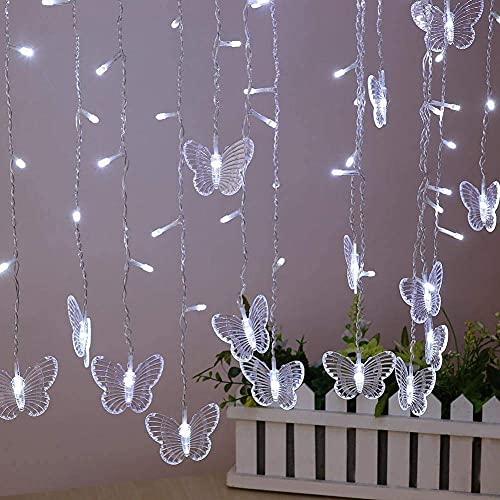 StarryMine Curtain Butterfly String Light 20Ft 120LED Window USB Fairy Lights 24 Butterfly 8 Modes with Remote Control for...