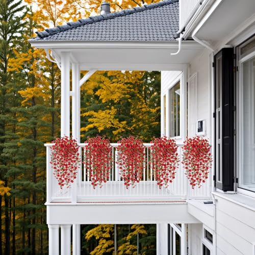 Ammyoo Artificial Hanging Flowers for Outdoors Fake Plants Decoration, 2 Pcs Faux Silk Daisy Flower Realistic Outdoor Flow...