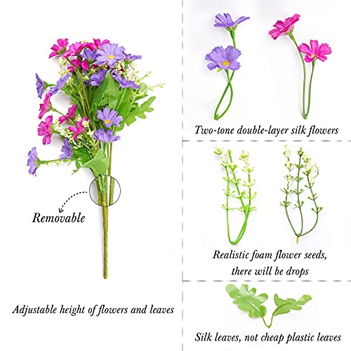 6 Bundles Outdoor Artificial Flowers for Decoration,Silk Flowers UV Resistant Fake Flowers No Fade Faux Flowers Bouquet Ha...